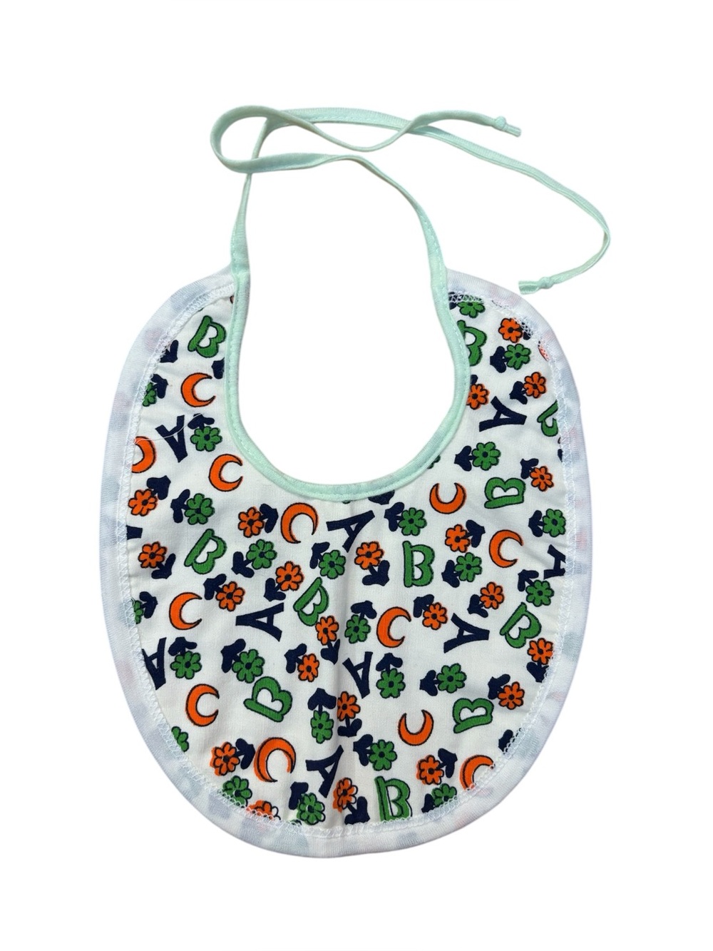 5/$15 Vintage Alphabet Print Baby Bib